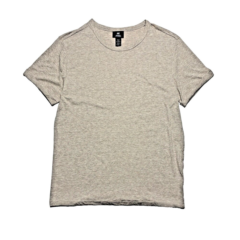 H&M Divided T-Shirt Men Size M Tan Beige Short Sleeve Crew Neck Minimalist Basic